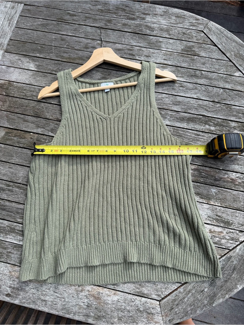 dip Olive Green Ribbed V-Neck Knit Tank